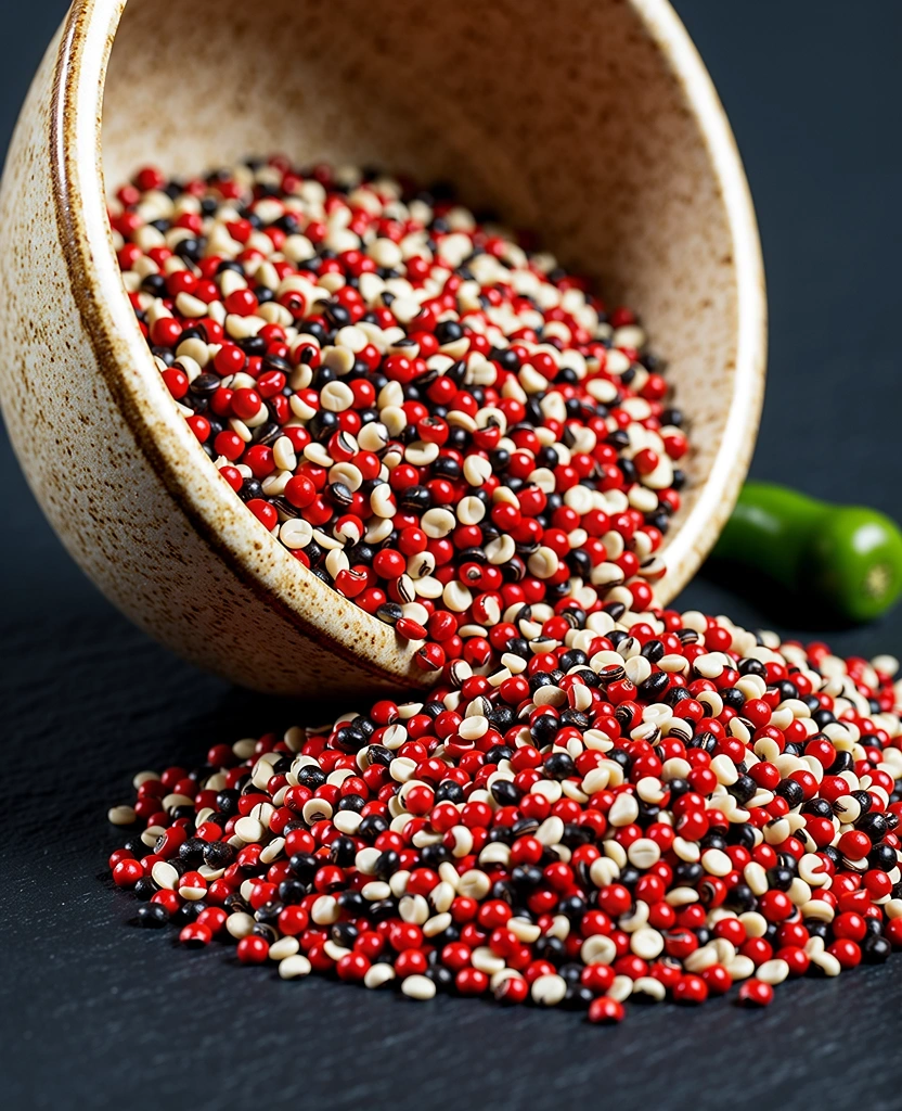 Trio of quinoa grains macro